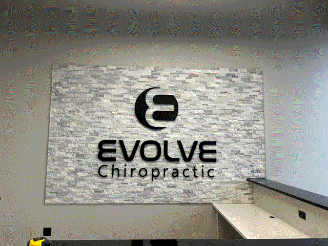 Evolve Chiropractic indoor sign by Aubrey Signs Co. in Geneva, IL